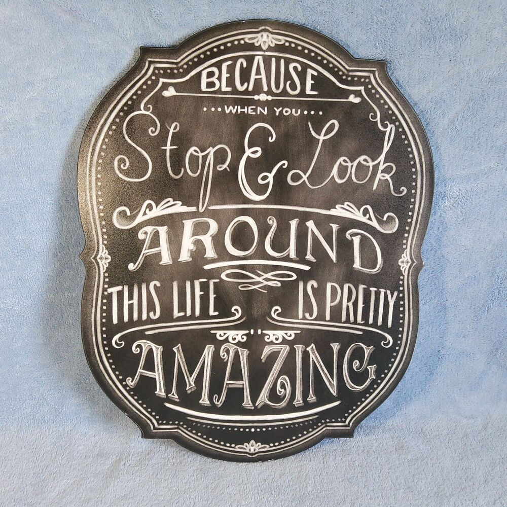 Chalkboard Style Wood Sign Life Is Pretty Amazing Quote Plaque 14x18 Farmhouse